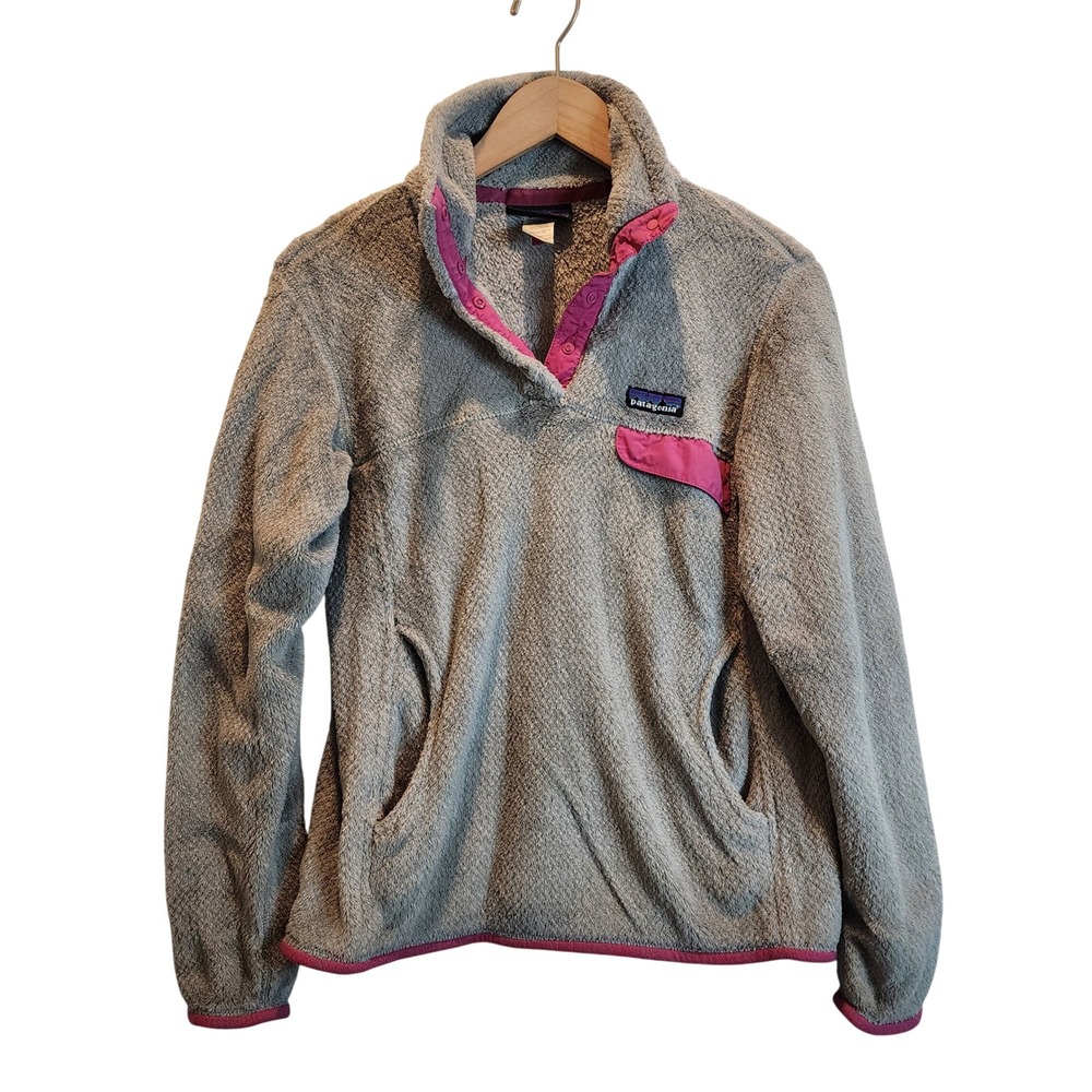 Patagonia Re-Tool Snap-T Pullover Women S Gray Pink Fleece Jacket 25442